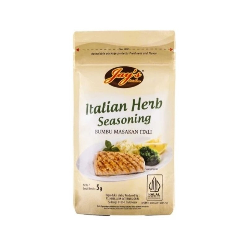 

Jay's Italian Herb Seasoning Zipper Pouch 5gr / Bumbu Masak Khas Italia