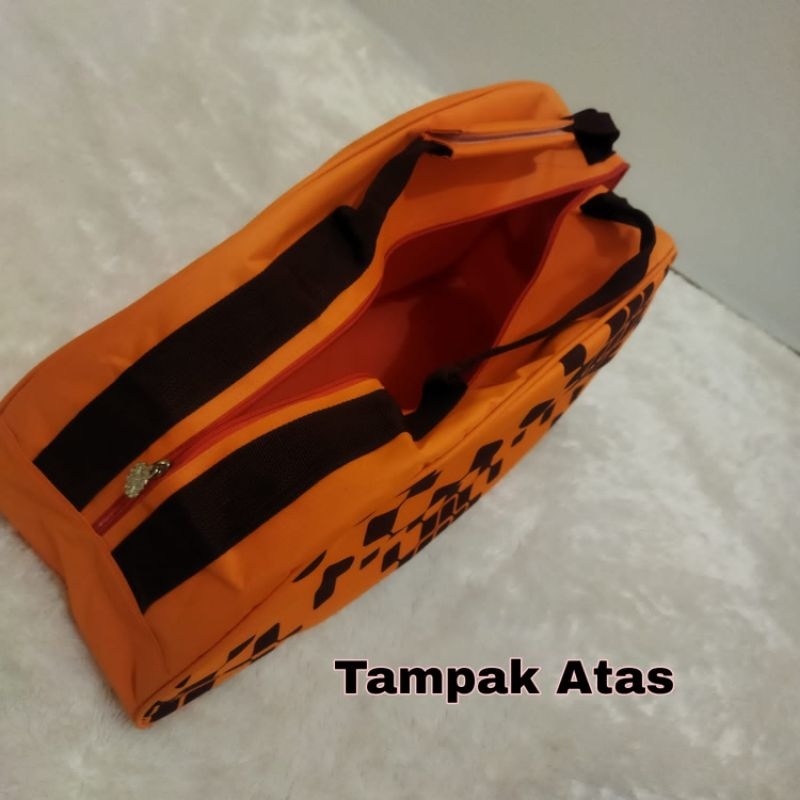 Tas Traveling / tas mudik / tas piknik / kitbag Motif Kotak Coco Tupp ( Zipper Bunga Es )