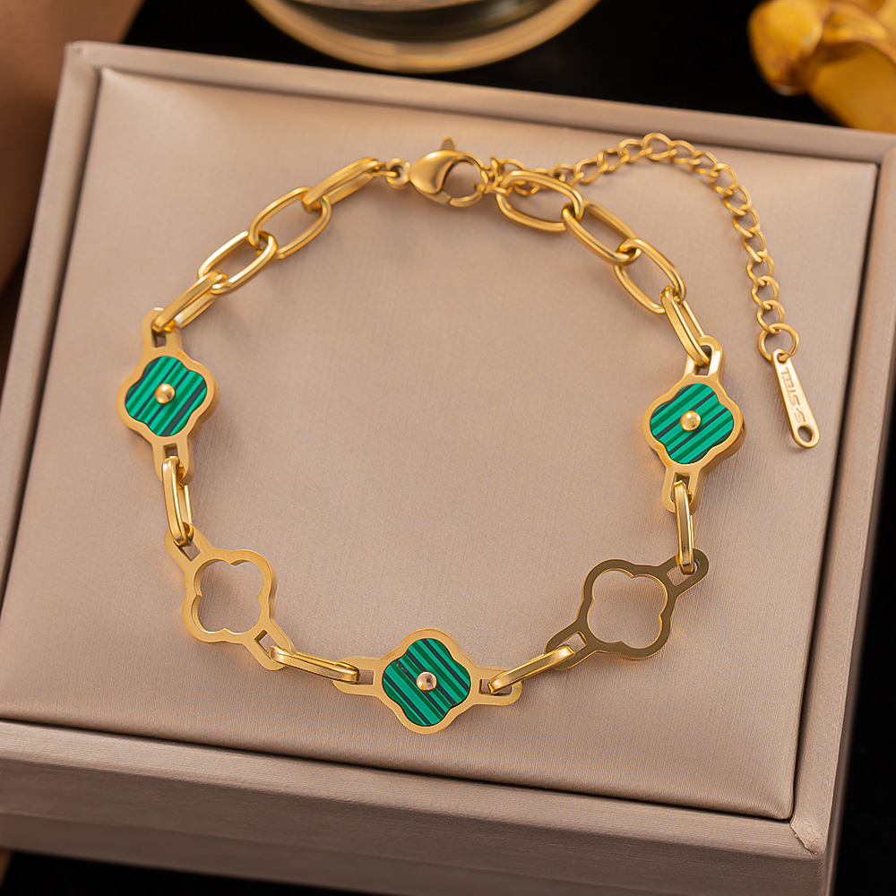 Gelang tangan mahalini clover titanium anti karat harga grosir bisa cod