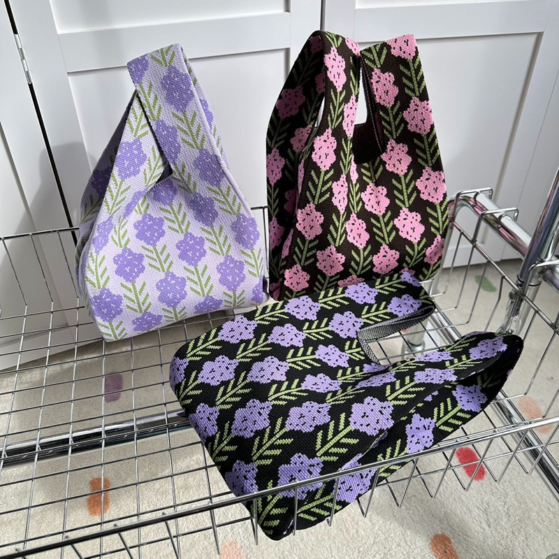 TAS WANITA TOTEBAG MOTIF LAVENDER / TAS MURAH IMPORT KOREA MOTIF TERBARU  LUCU TAS BUFFOLLOW KEKINIAN OOTD CANTIK