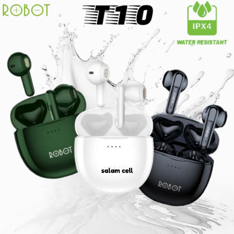 Tws Robot T10 Waterproff Ipx4 Headset Bluetooth 5.1 Original Garansi Resmi