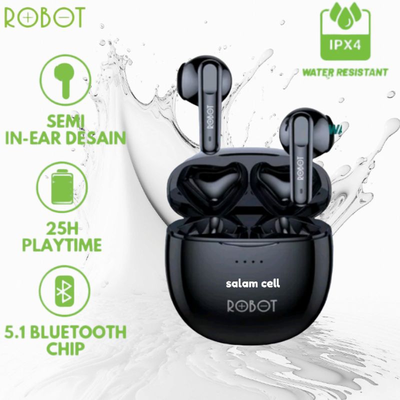 Headset Blutooth Robot airbuds TWS T40NC T20s T10 super bass batre tahan lama Bergaransi