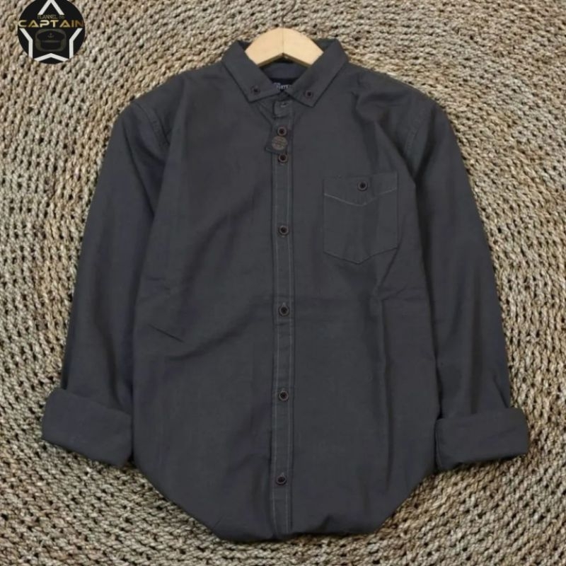 108 KEMEJA POLOS KASUAL CASUAL PANJANG COWOK PRIA FLANEL PREMIUM MODIS SUPER ABU GREY PALING KANTOR