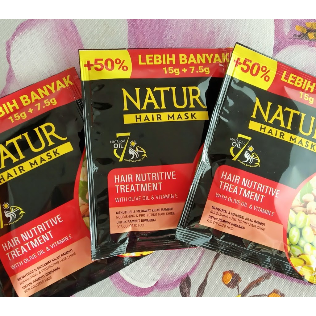 Natur Hair Mask Olive Oil &amp; Vit E | Aloe Vera | Ginseng - 15ml+7,5ml