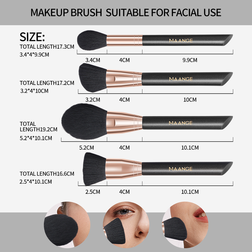 MAANGE 10Pcs profesional Brush make up Set gagang kayu rambut sutra mikrokristalin Lembut dengan Tas Ember 5974