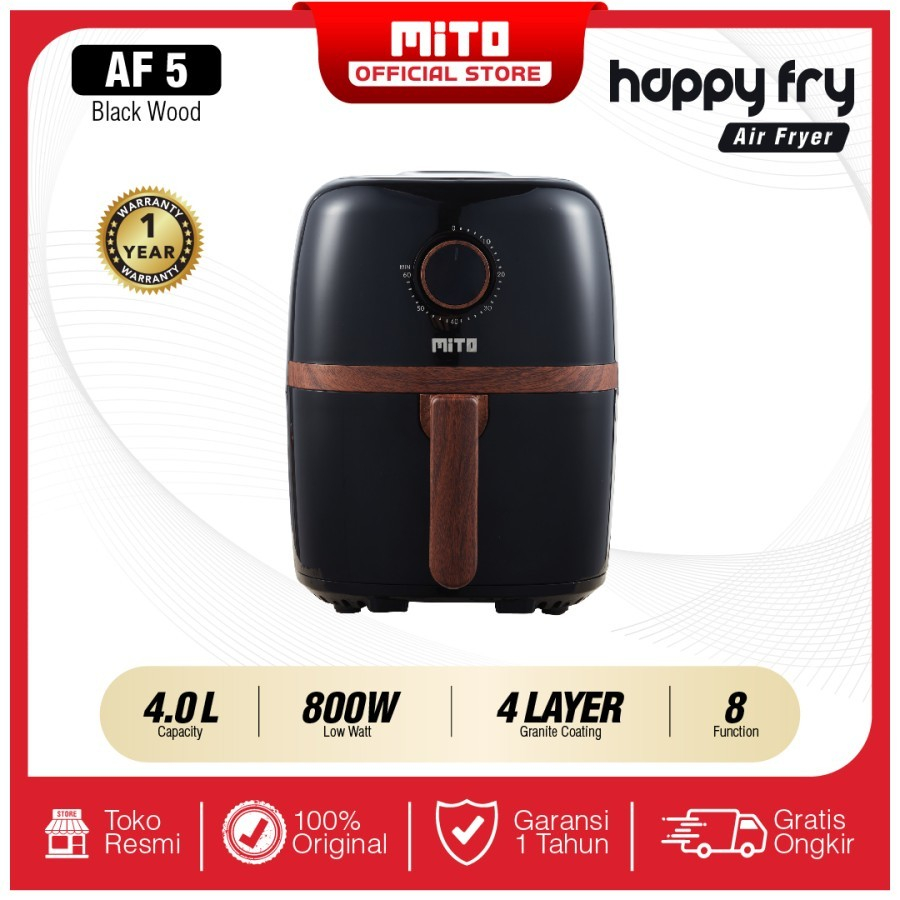 Airfryer Air Fryer Mito Af-5 Af 5 Air Happy Fry 4L 4 Liter Wood Series