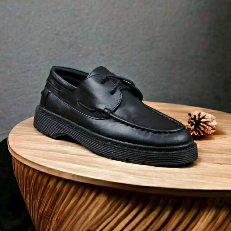 JOESAN (KULIT ASLI) Sepatu Formal Pantofel Docmart Pria Original Kulit Asli Low Boots Casual Kerja Warna Hitam