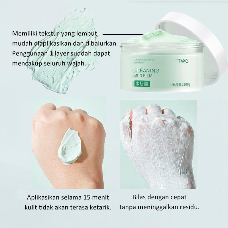 TWG Salicylic Acid Whitening Clay Mask Blackhead Removal Masker Wajah