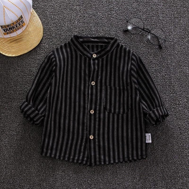 NEW kemeja atasan anak - anak model teebaru korea style baju anak kemeja garis garis model elegan model casual kemeja garis hitam dan garis putih kemeja terbaru atasan anak kemeja murah bagus kemeja menarik