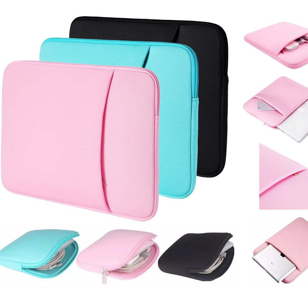 Tas Laptop Softcase Macbook Sleeve 13 14inch Neoprene Zipper - Pink