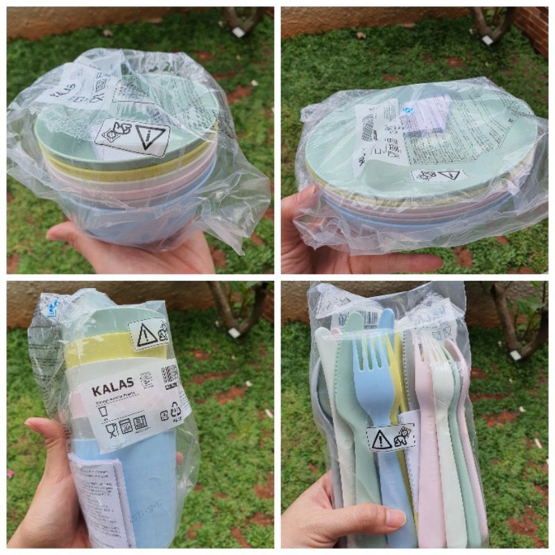 MOSHCO Ready Stock  SET ALAT MAKAN PLASTIK ANAK  K4LAS PIRING MANGKOK GELAS SENDOK GARPU PISAU WARNA PASTEL