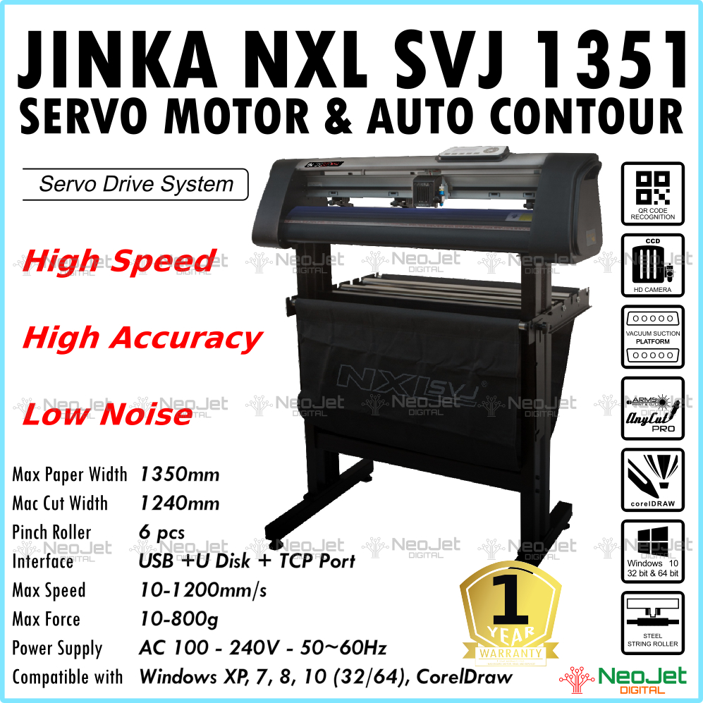 

Mesin Cutting Sticker Stiker Jinka NXL SVJ 1351 Motor Servo Dinamo Servo Auto Contour 120 cm