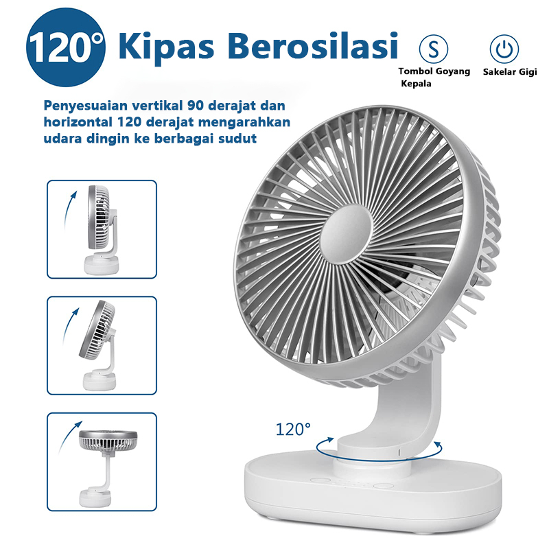 4 Kecepatan Kipas Mini USB 4000mAh Clip Mini Fan Rotating Kipas Angin Meja Mini Jepit Portable USB kipas angin kecil kipas angin murah