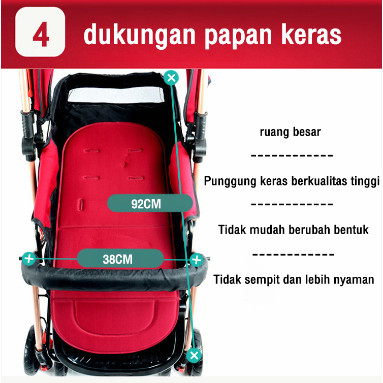 dua arah✨Stroller Baby level 3 sit/tilt/lie down portable baby stroller front and rear with brake damper folding baby strolle/stroller baby lipat/stroler bayi lipat/stroller bayi lipat/kereta dorong bay