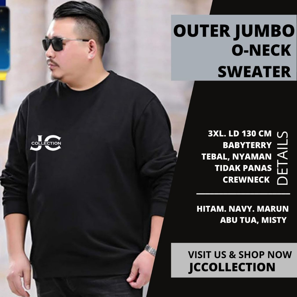 Sweater Pria Jumbo Leher O - Otniel Size 3XL - JCCollections