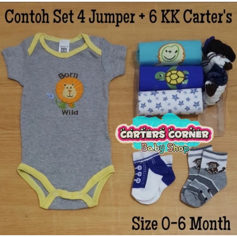 16 in 1 set JUMPER PENDEK POLOS BAYI BLUEFLY (SNI) /JUMPER POLOS BAYI FASHION / JUMPSUIT PENDEK 4 PCS DAN 6 PASANG KAOS KAKI