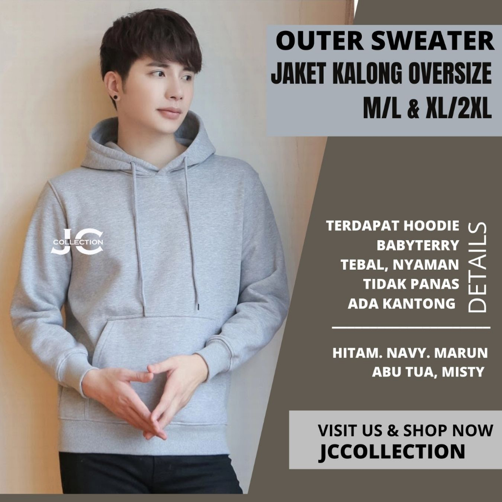 Sweater Hoodie Pria Variasi Topi Tangan Panjang Model Kalong - Carlsson - JCCollections