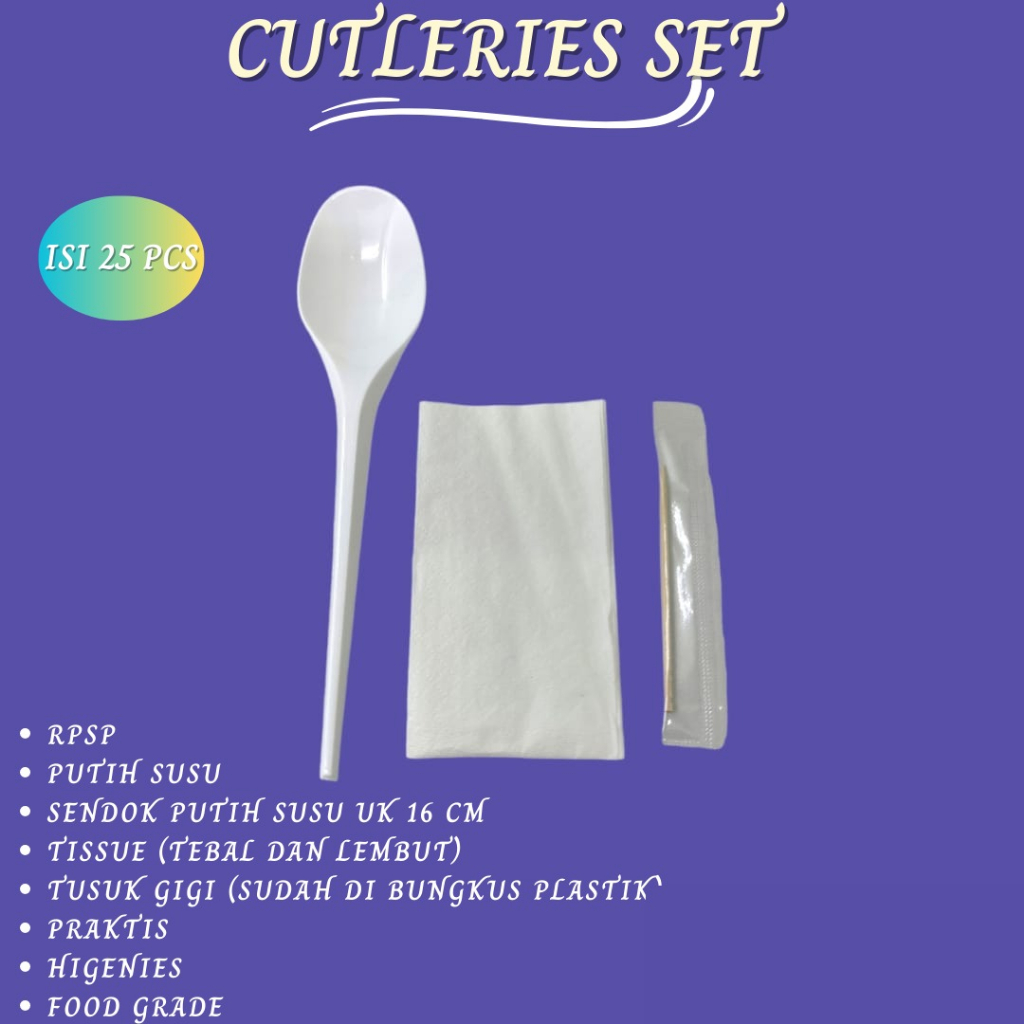 Cutleries Set Sendok Set Tisu Tusuk Gigi (Isi 25 Set-RPSP)