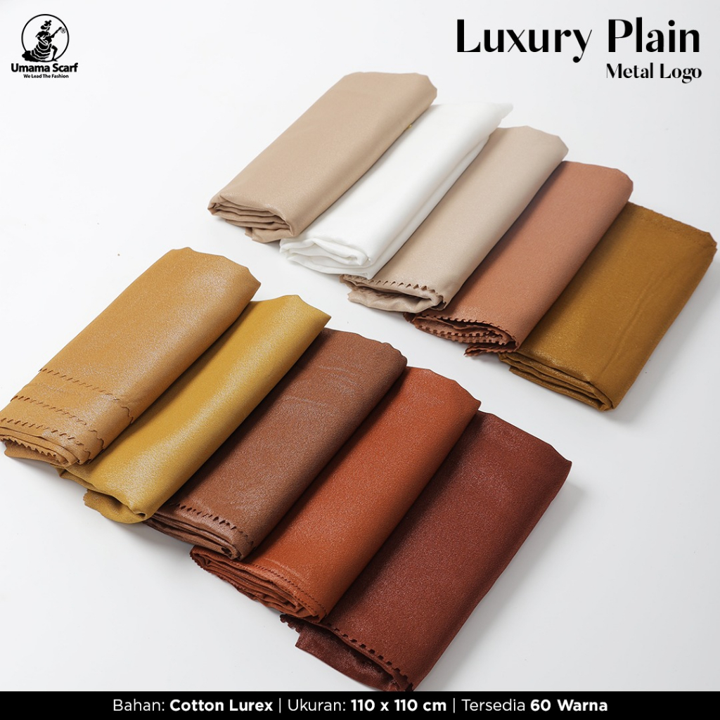 [ PILIH WARNA ] Umama Hijab Segiempat Luxury Plain LC Metal Logo ORIGINAL