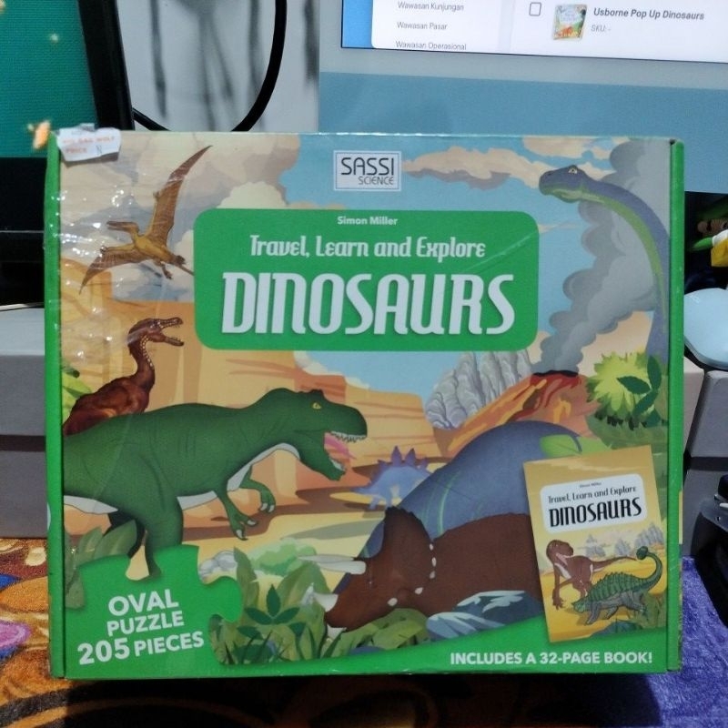 sassi science - travel learn and explore - dinosaurs - puzzle anak, buku bbw