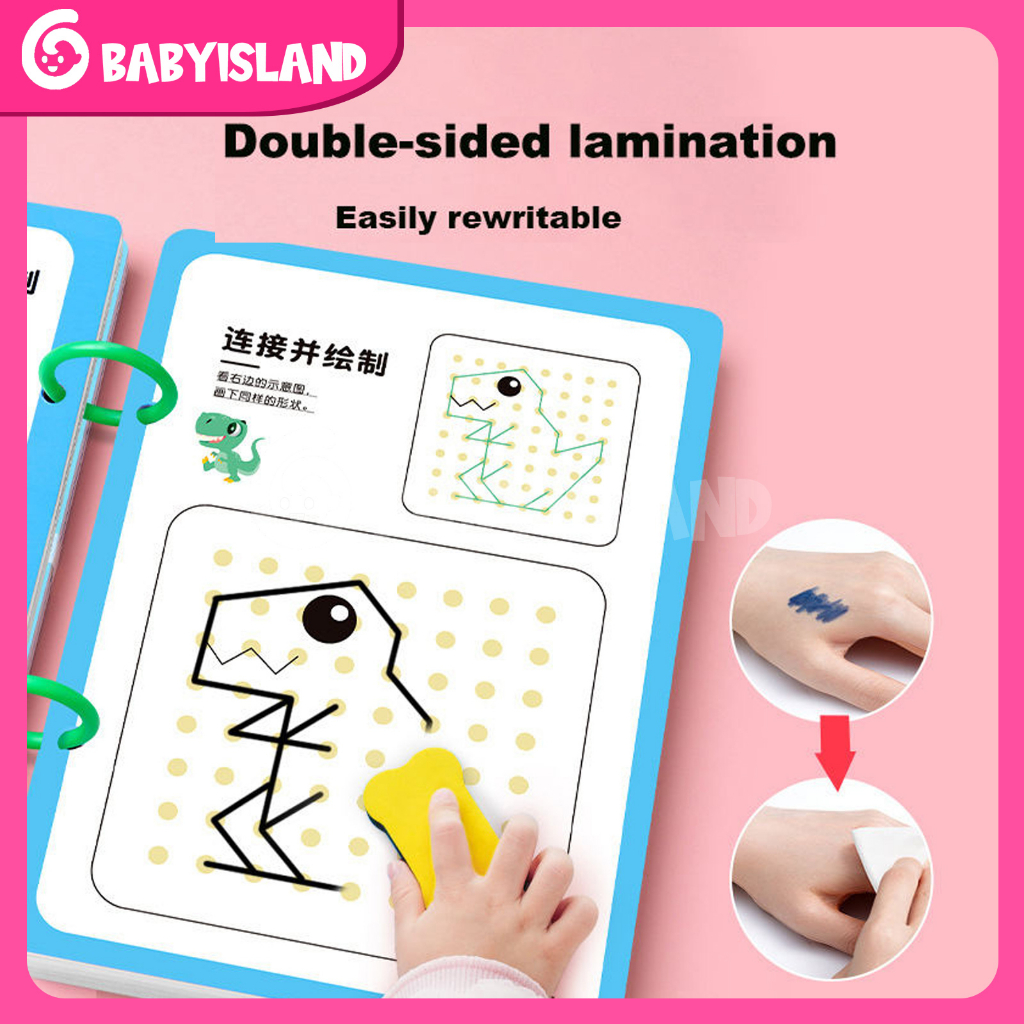 Reusable MAGIC WORKBOOK Dot To Dot Wipe And Clean book activity Belajar Menulis Angka Garis Preschool Nursery Activity Book