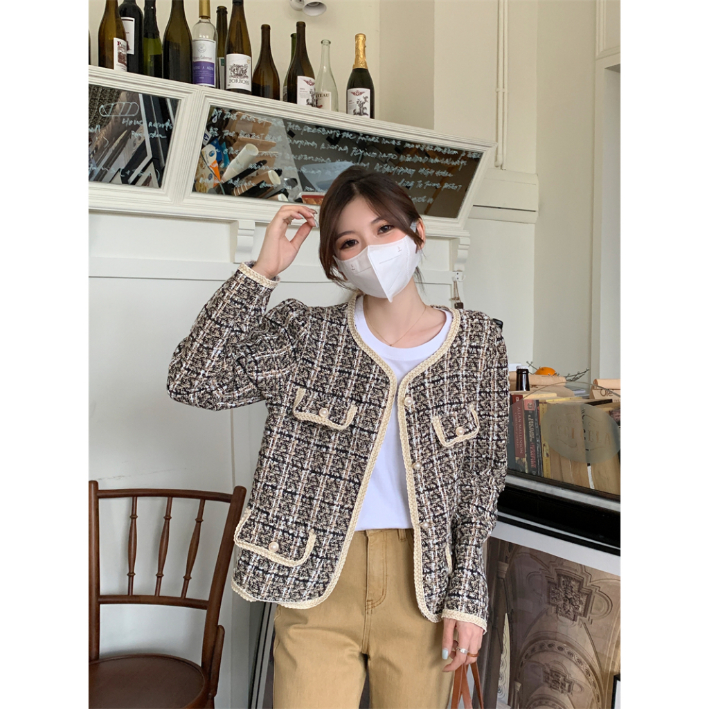 XiaoZhaiNv Korean Style Cardigan Lengan Panjan Wanita Crop 0770