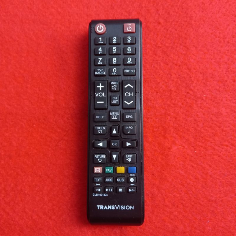 Remote TV Receiver TRANSVISION/SAMSUNG Original Asli . GL59 - 00180A . Tanpa Tutup Baterai .