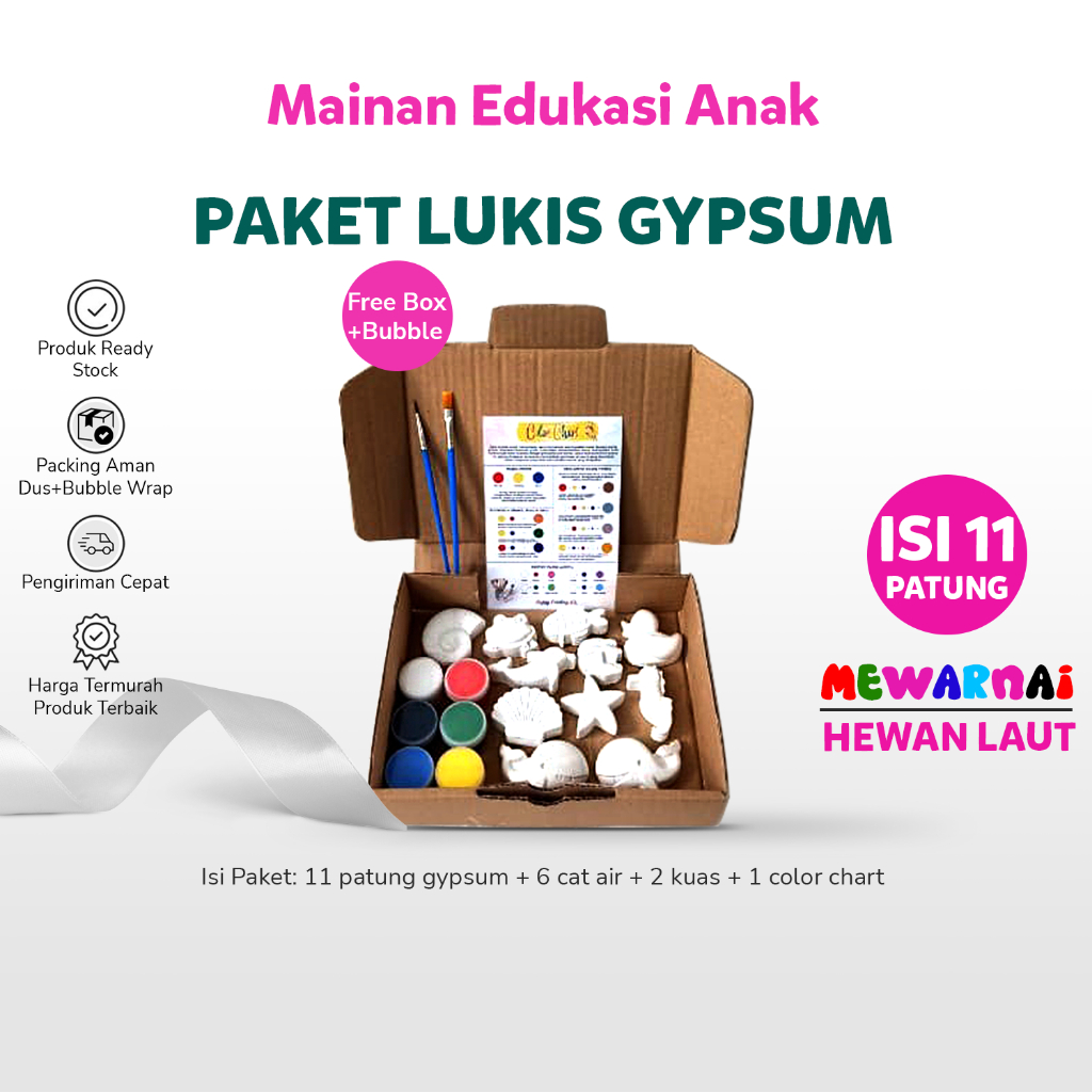 

Paket patung lukis gypsum hewan laut / gypsum painting / gipsum lukis anak