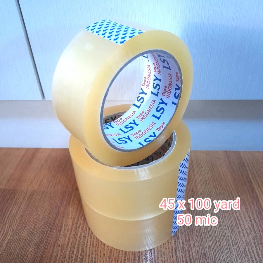 

LAKBAN BENING 100 Yard lebar 45 mm ketebalan 50 mic LSY TAPE INDONESIA