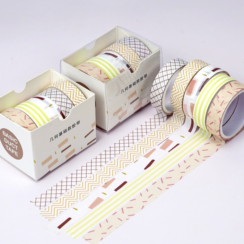 (READY) 5 ROLL/SET WASHI TAPE YELLOW | masking tape bujo bullet journal journaling postcard scrapboo