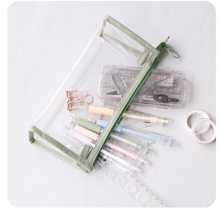 Tempat Pensil Transparan Tepak Pensil Alat Tulis Zipper Pouch Pencil Case Anak