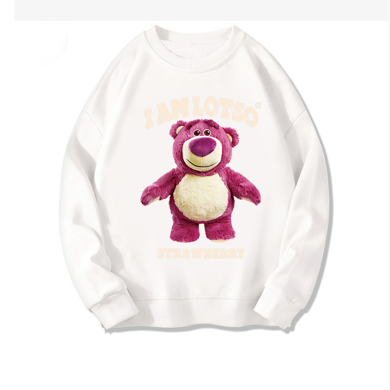 Sweater Oversize Cartoon Unisex Sweater Strawberry Bear Oversize Korean Style/Sweater Hitam