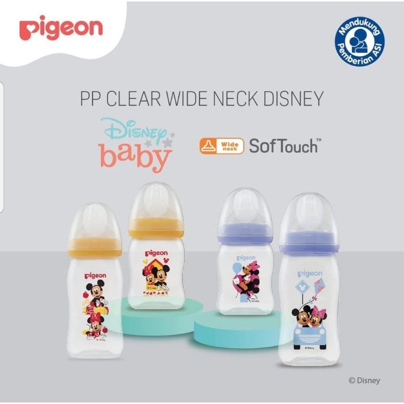 PIGEON Botol PP Wide Neck Disney Mickey 160ml / 240ml Soft touch Anti Kolik