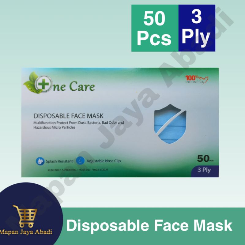 Masker One Care Emboss isi 50 Pcs | 3 Ply