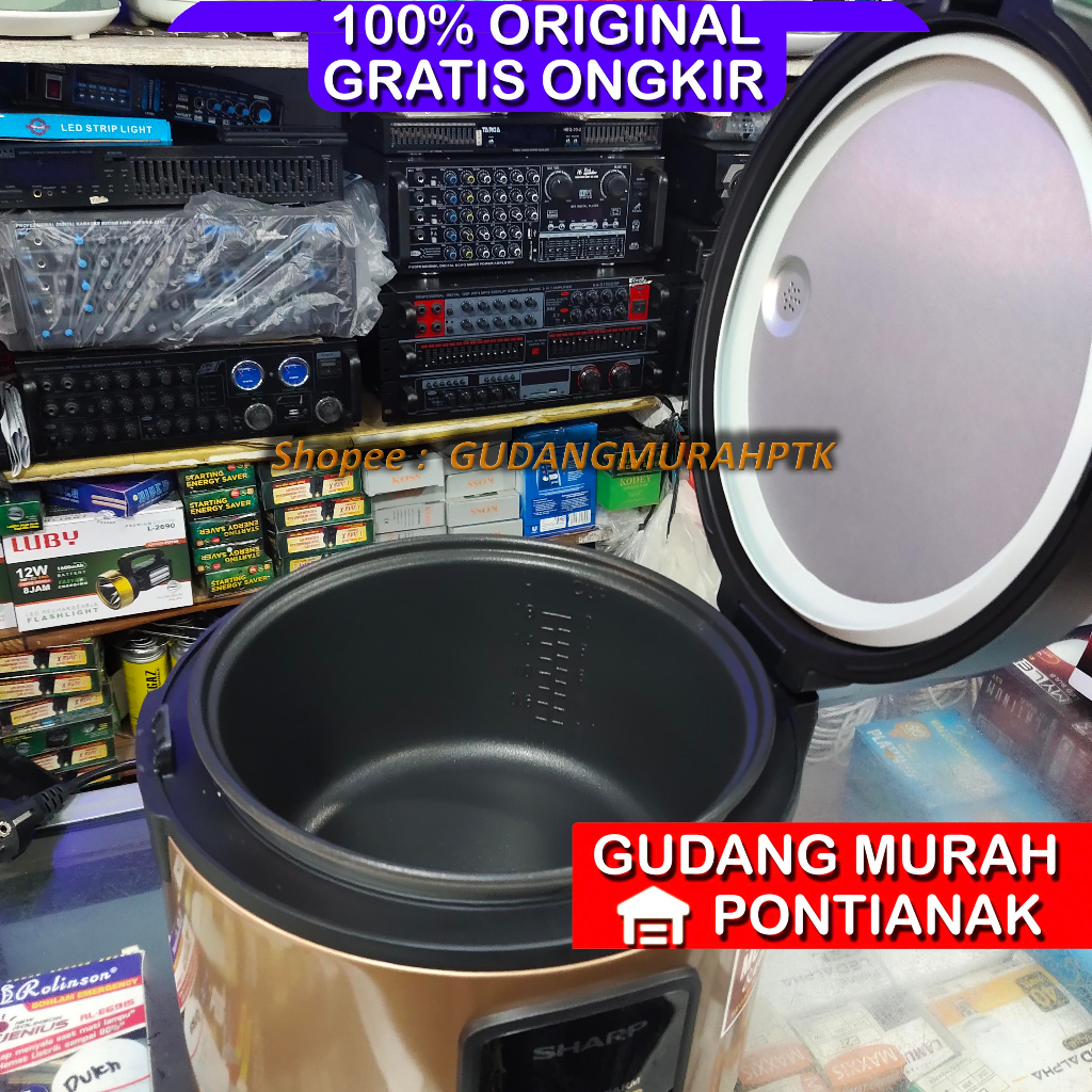 Ricecooker SHARP NEW MODEL !! Magicom 1,8 Liter Non Stick KS-G18MH-BL GOLD / Kuning Tidak lengket mudah dan enak penanak nasi menghangatkan penghangat nasi plus kukusan