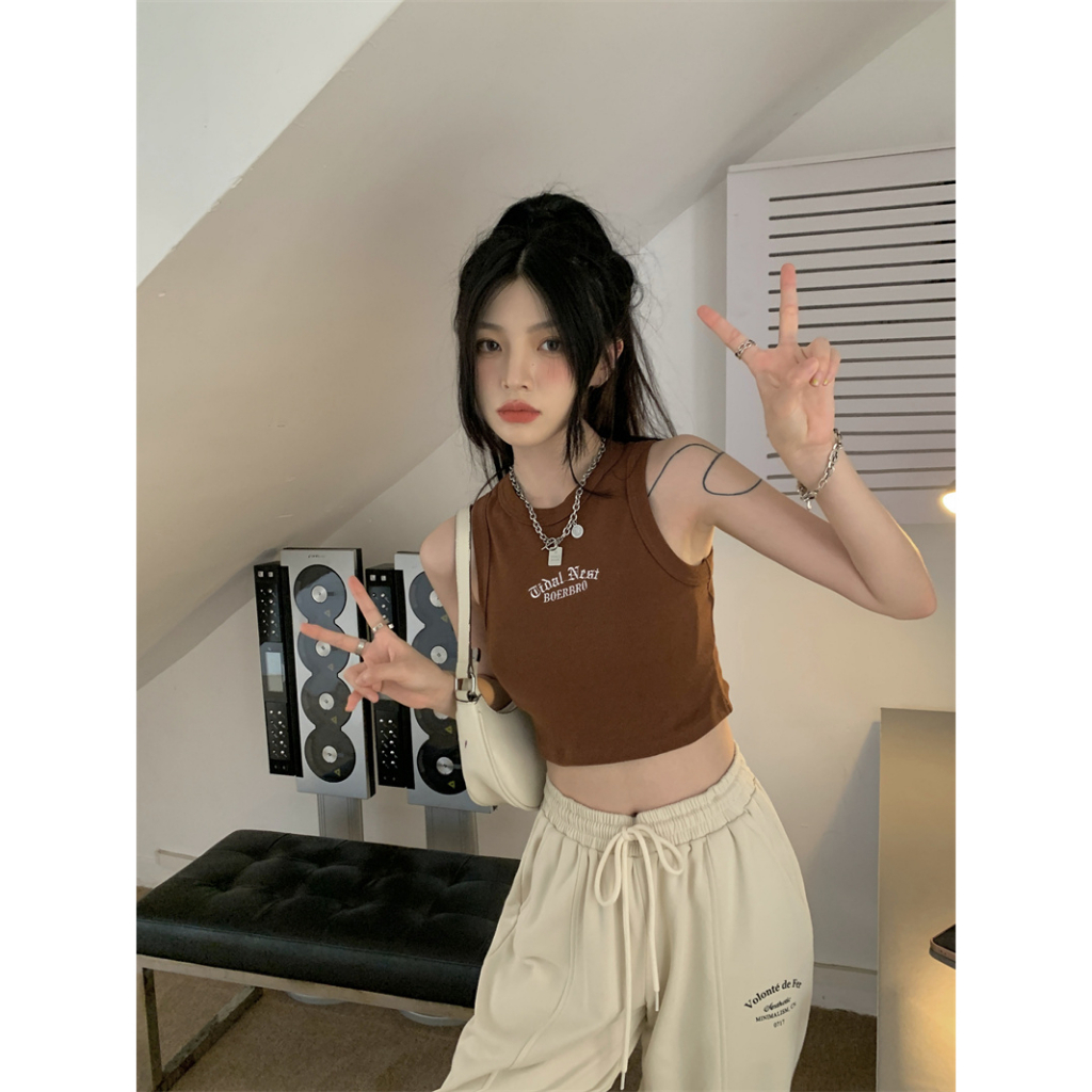 XiaoZhaiNv Tanktop Crop Top Korean Style Atasan Wanita 0750