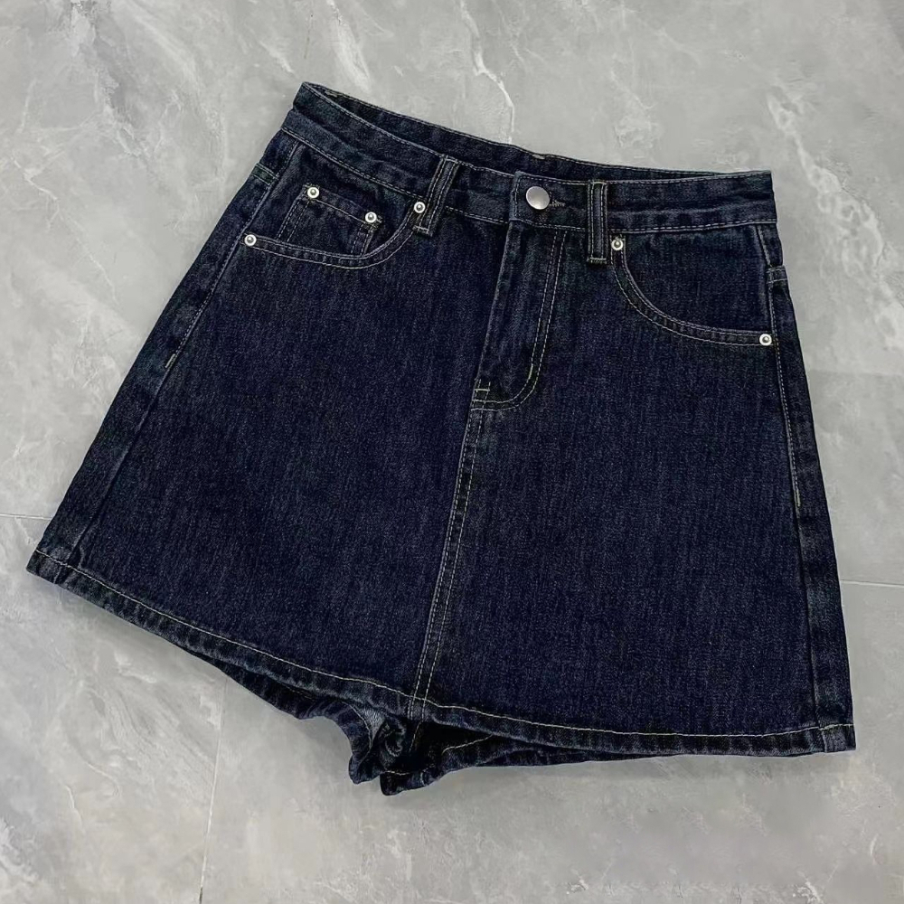 Rok Celana Korea Highwaist A-Line Rok Celana Jeans Pendek Wanita Kekinian