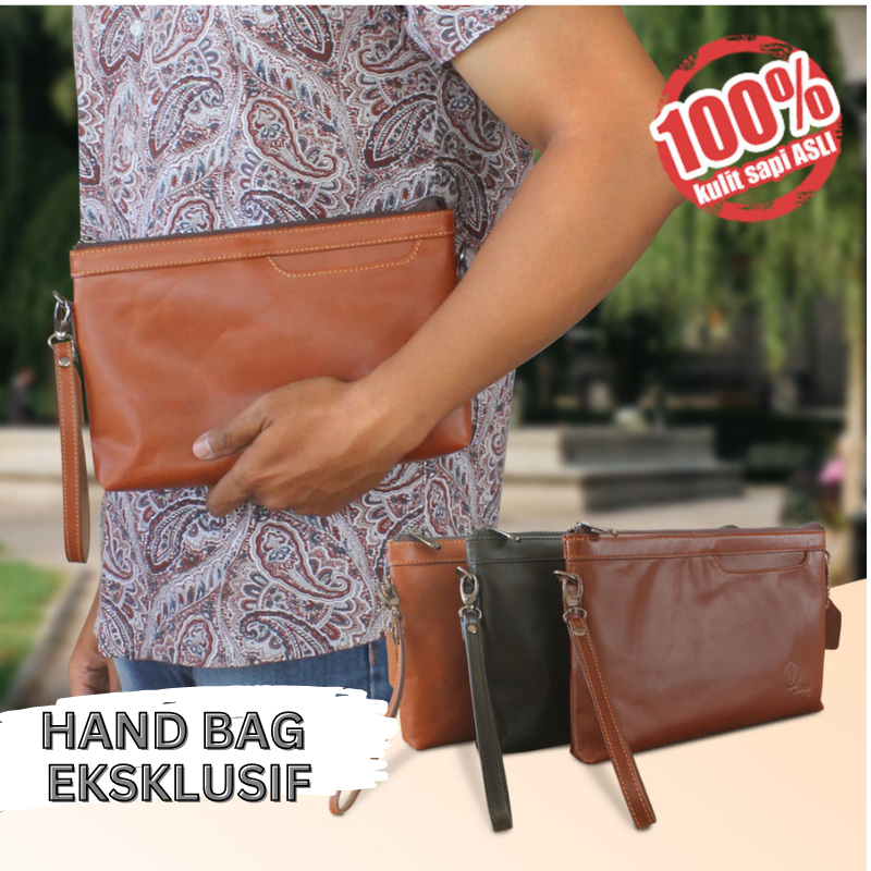 Handbag Kulit Asli Pria Wanita Premium Genuine Leather Clutch Praktis Multifungsi Untuk Tempat HP Ha