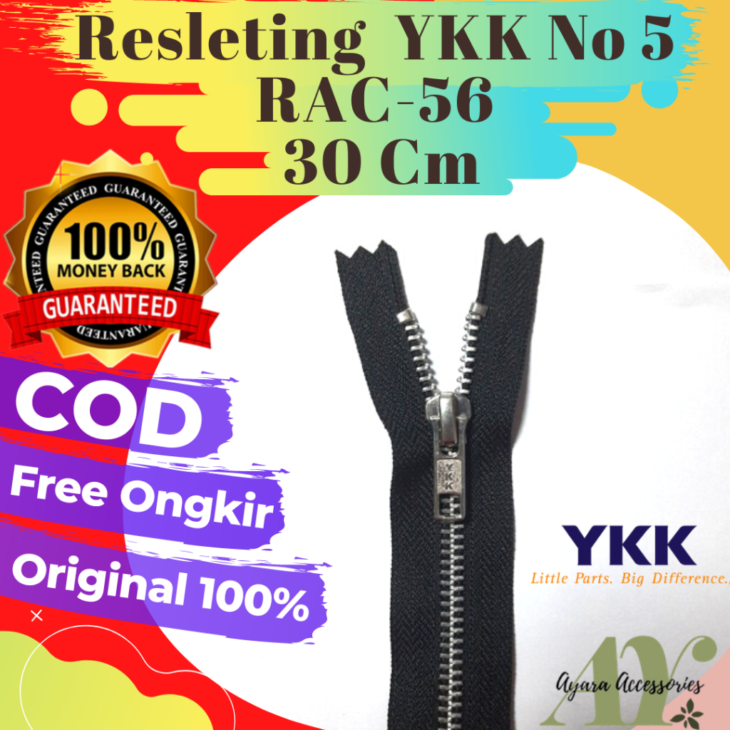 RESLETING ZIPPER SLETING JAKET YKK BESI SILVER NO 5 PANJANG 30 CM