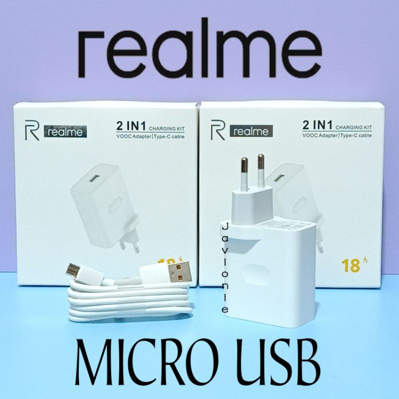 Adaptor Kepala Charger Casan Cas Realme Narzo 50i PRIME Original Fast Charging Micro USB 10W 18W 20W