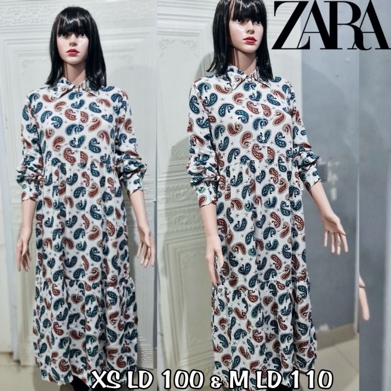 Baju Dress Gamis Wanita Tangan Panjang Z*R* Branded Oversize Original