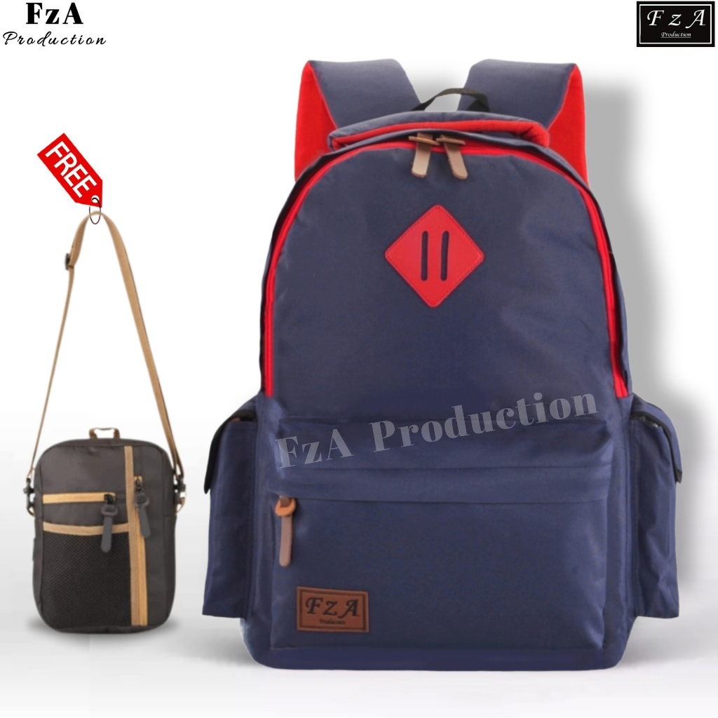 FzA Official -Tas Ransel anak laki laki - Tas Ransel Anak Sekolah - Tas Ransel Sekolah anak laki-laki anak perempuan Backpack Sekolah Anak [ High Quality ] - Navy FREE Slingbag