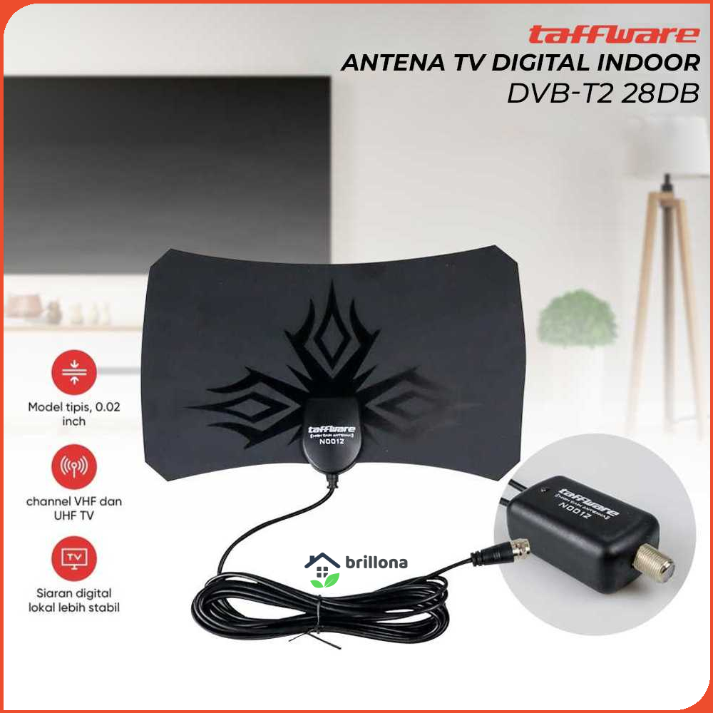 Antena TV Digital Paket Dengan Penguat Sinyal Boster DVB-T2 50 Mil HDTV Antena with Signal Booster Amplifer - Taffware N0012 - Black