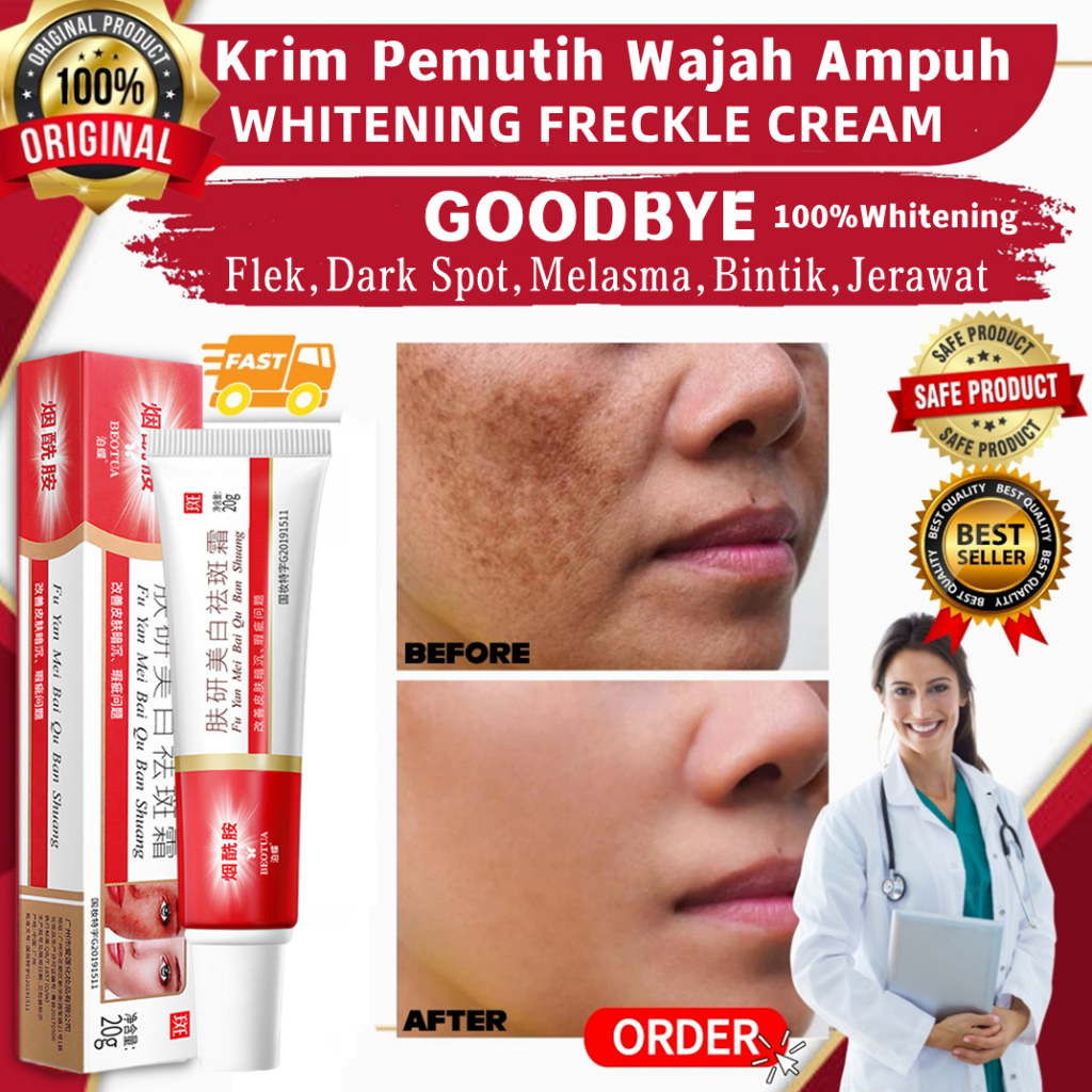 BEOTUA Whitening Freckle Cream Whitening Blemish 20g Cream Penghilang Flek Hitam dan Krim Menghilangkan Melasma Cream Pemutih Wajah Original