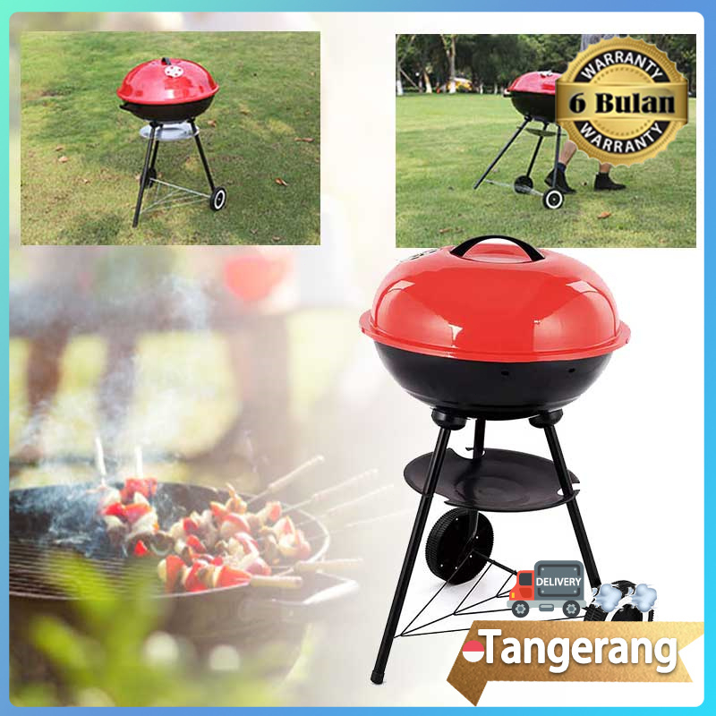 

Alat Panggang BBQ Grill Outdoor Trolley BBQ Charcoal Grill 17 Inch Barbecue Grill Red Kettle Portable