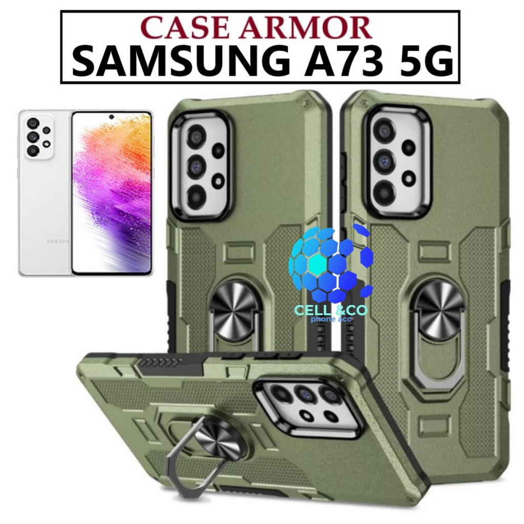 Case Armor SAMSUNG GALAXY A73 5G Iring Cincin Magnetic Kesing Hp Protect kamera Premium Hard Case Standing Robot Pelindung Kamera