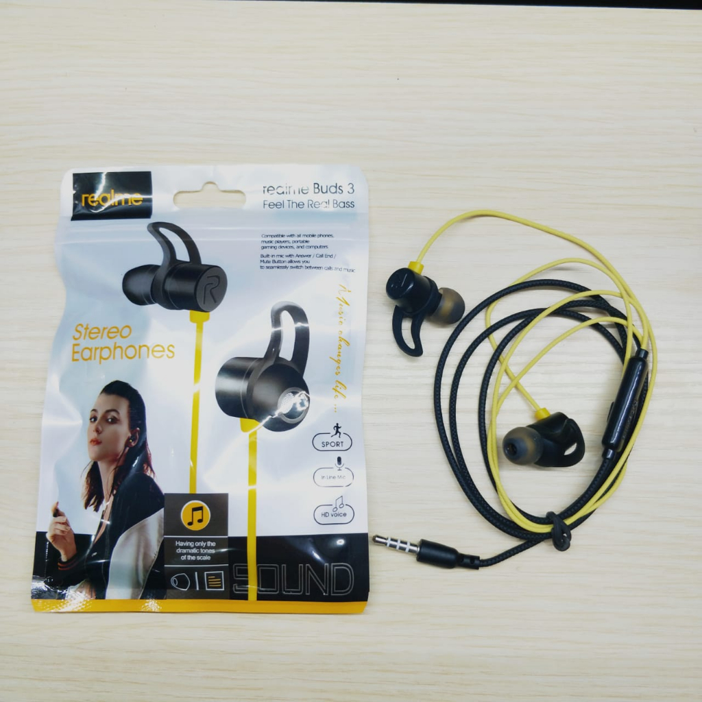 HANSFREE REALME BUDS3 KEONG STEREO EARPHONE THE REAL BASS PROMO SEN