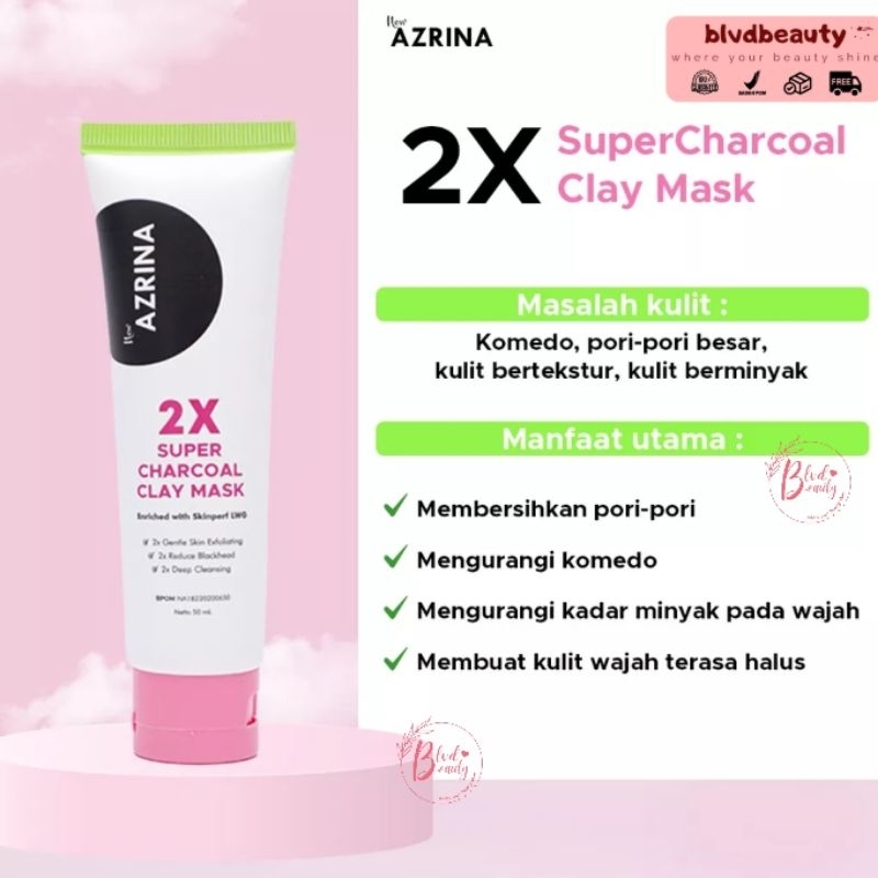 [BPOM] AZRINA New 2X Super Charcoal Clay Mask 25ml 50ml