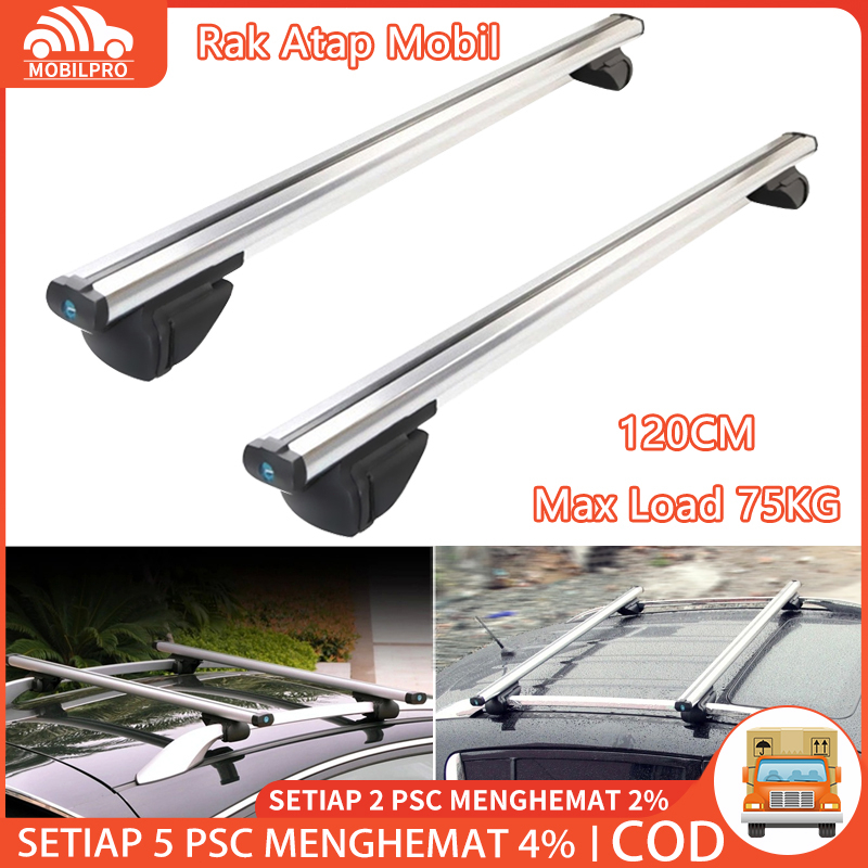 Crossbar Sport Rack Kaki Jepit Roof Rail Mobil Universal 2 Pcs 120 CM Universal Cocok Untuk Mobil Dengan Asli Rak Atap SUV Rak Atap Lintang Untuk Kayak Cargoline Snowboarding Cross Bar Kaki Rack Mobil