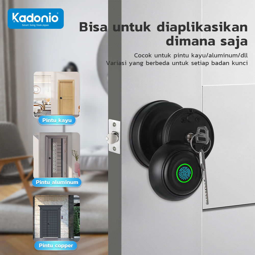 Kadonio tombol pintar sidik jari kunci Pintu TUYA Kontrol Bluetooth kunci pintu Sidik Jari Smart doorlock kunci pintu fingerprint